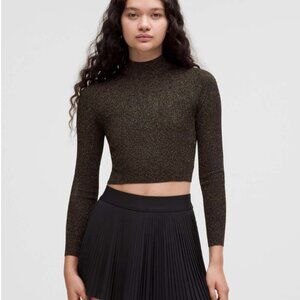 Lululemon Glitter Knit Twist-Back Long-Sleeve Shirt Black